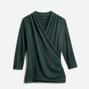 41 HAWTHORN Henri Surplice Wrap Ruched Knit Top 2X